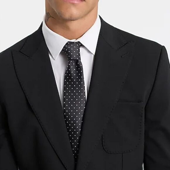 Slim Black Stretch Cotton Blend Knit Suit Jacket - Picture 2 of 7